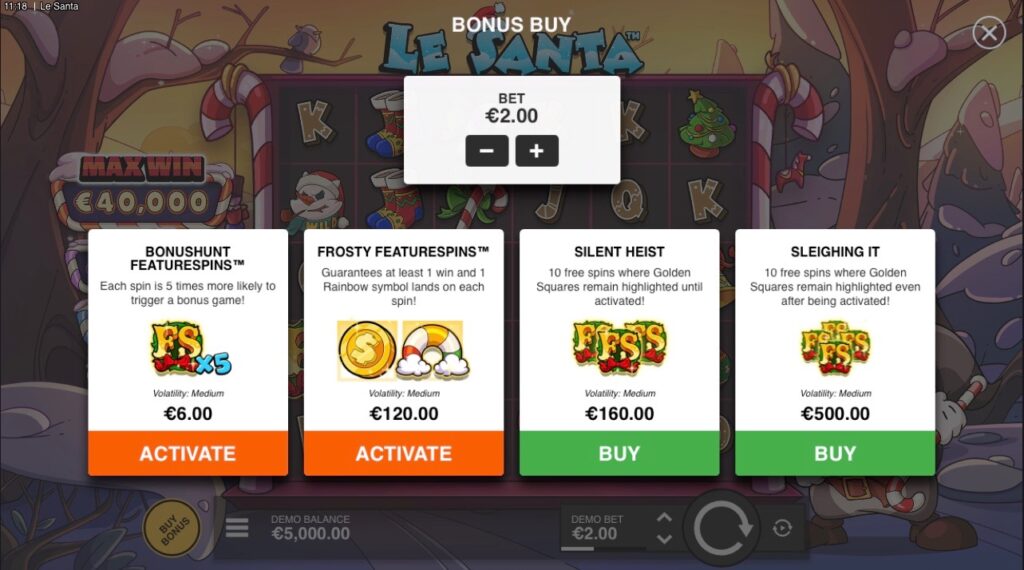Bonus buy slot game features at non UK casinos